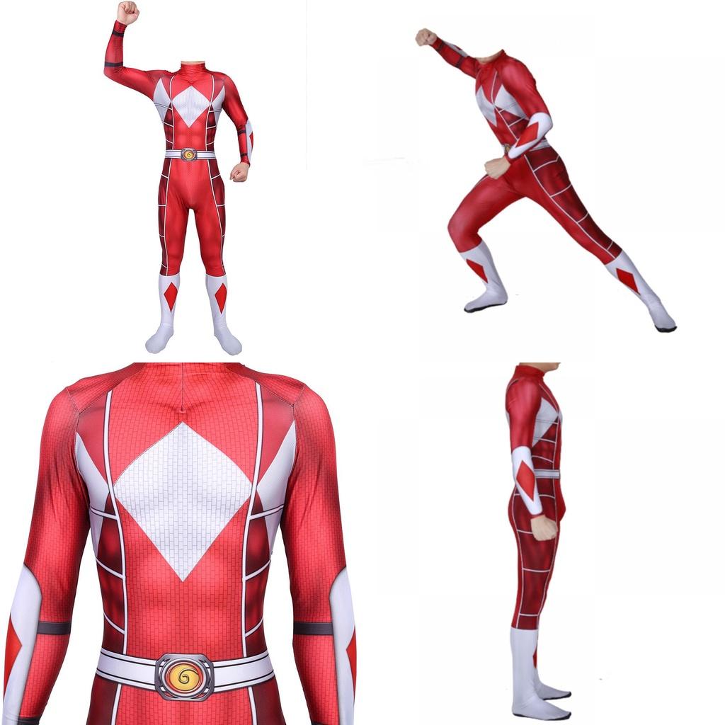 Vibrant Power Rangers Bodysuit Spandex Cosplay Costume For Unisex Kids And Adults