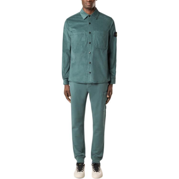 Stone Island Single-Breasted Logo Long Sleeve Jacket Men Jacket Green K1S151200113S0144-V0053