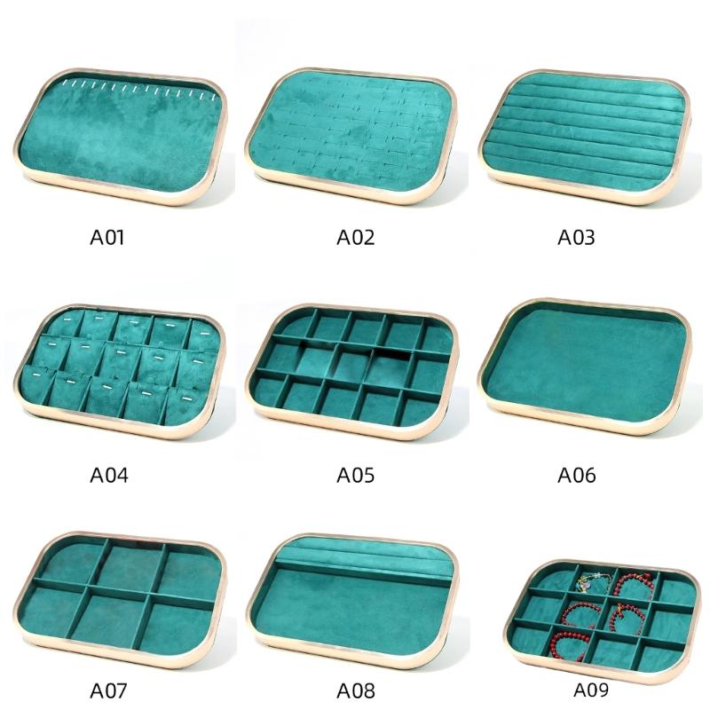 Elegant Velvets Jewelry Storage Tray Pendant Holder Elegant Jewelry Box Stackable Display Showcase Plate for Necklace