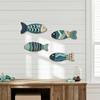 Seaside Housewarming Gift Ideas 4Pcs Wooden Fish Wall Decor, 2D Flat Mediterranean Style Hanging Ornaments for Coastal Nautical Sculpture Bedroom Home