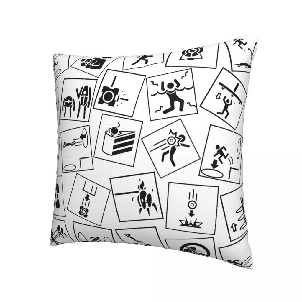 Portal 2 Game Symbols Pillowcase Backpack Cushion For Livingroom DIY Printed Chair Hug Pillowcase Decorative