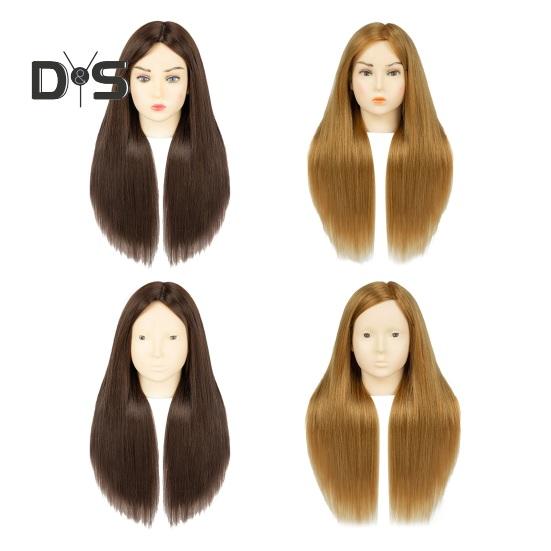 Mannequin Head with Real Hair Hairdresser Braiding Hair Styling Training Manikin Cosmetology Doll Head Brown Golden Long Hair Hairdressing Makeup