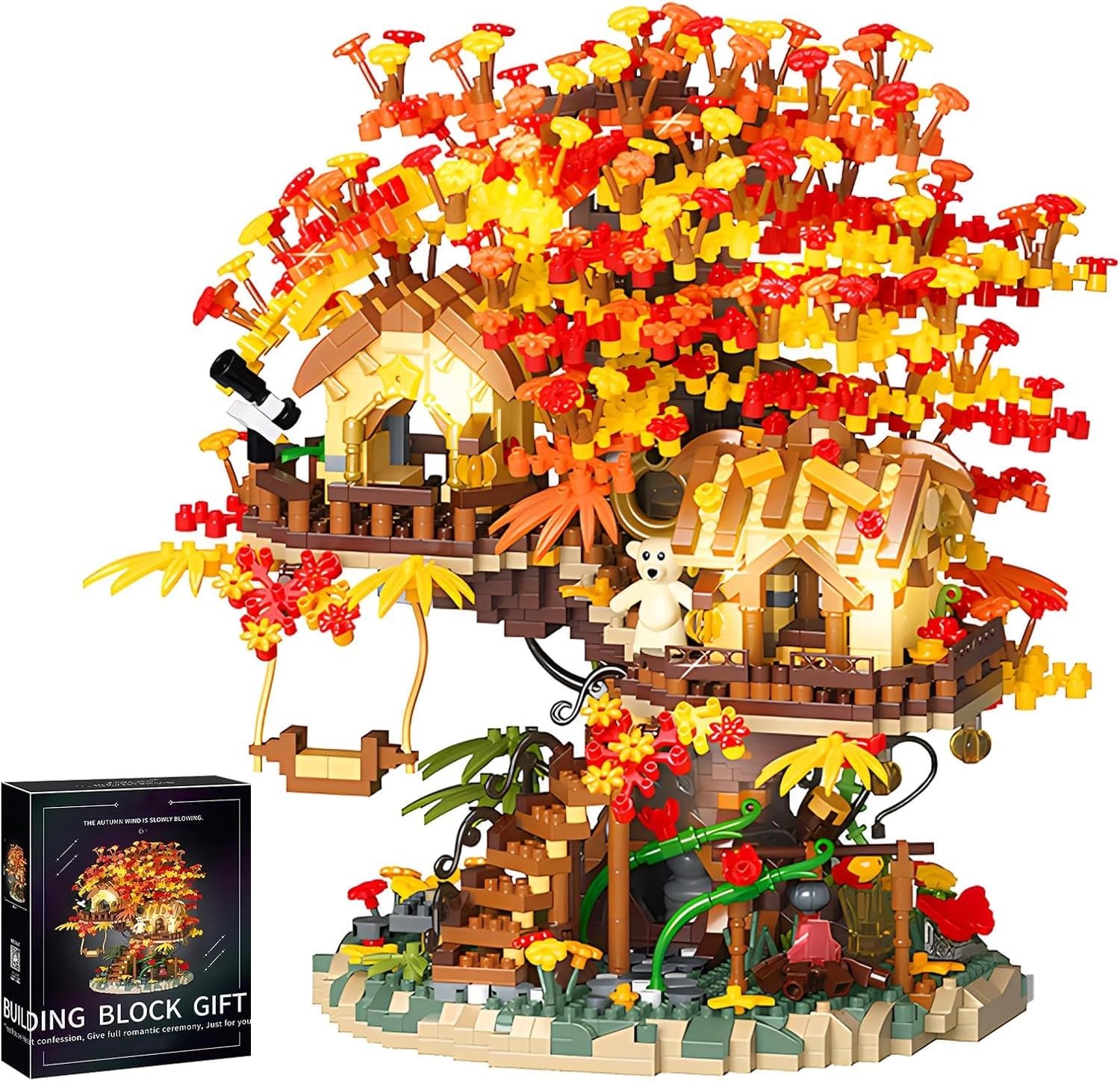 

Tiejiluan Cherry Blossom Bonsai Treehouse Building Blocks Set, 2725 Pieces, Plant Flower Architecture Micro Mini Block Kit, DIY Building Toy for