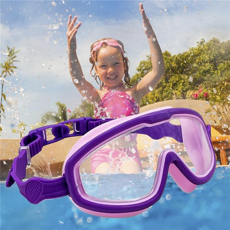 Big Frame Kids Swim Goggles Anti Fog Wide View Swimming Gear for Boys Girls Children Glasses for Swimming Pool