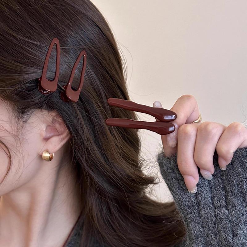 Vintage Red Duckbill Clip New French Hairpin Retro Side Part Hair Clip with Non-Slip Teeth Elegant Forehead Bangs Barrettes