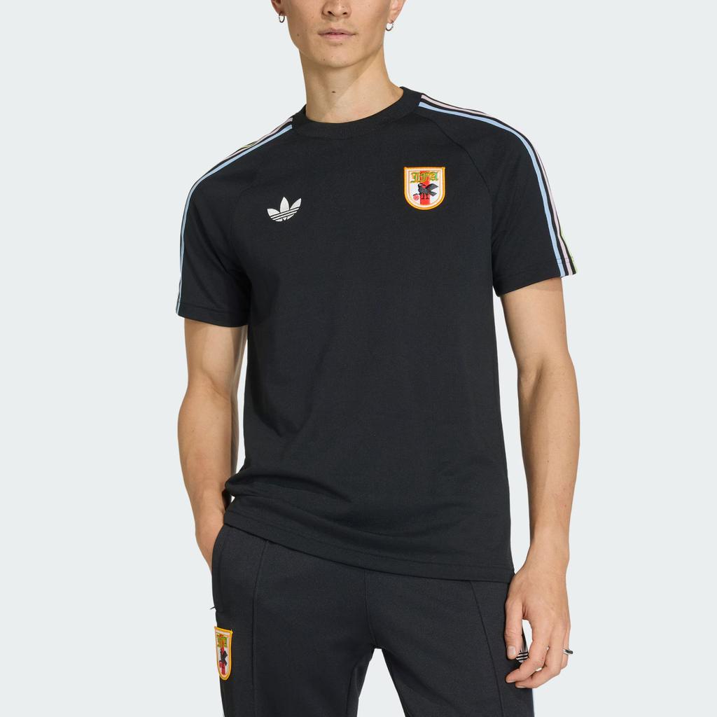 adidas Originals Japan Retro Football Casual Culture Slim Fit Knitted Striped Short Sleeve T-Shirt Men Tops KA1521