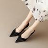 2024 New Stitching High Heels Women's Single Shoes Pointed Thin Temperament Hollowed Out Apricot Matching Shallow Mouth
