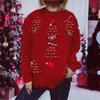 Handmade Pearl Christmas Theme Sweater 3D Decoration New Year Holiday Sweater Pullover for Women 3515