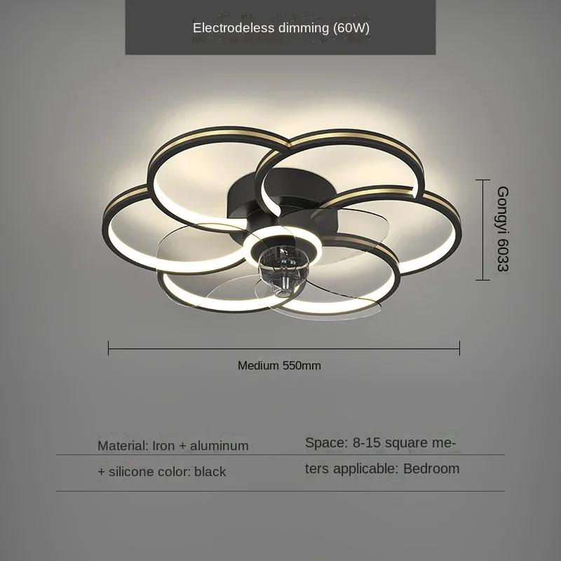 Nordic Home LED Ceiling Fan Light Chandeliers for Living Room Bedroom Dining Room Kitchen Light Indoor Black&Gold Lighting Lamp