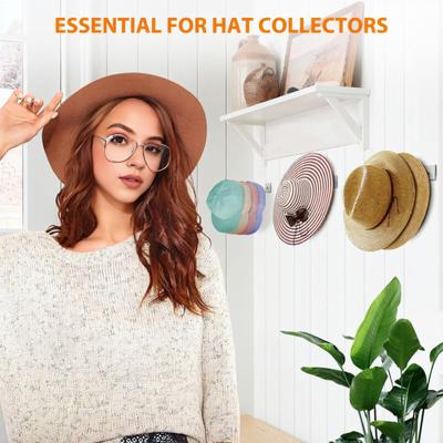 3 Pcs Baseball Cap Stands Transparent Adhesive Tape Wall Drilled Hat Hanger Anti-slip Hat Rack Storage Oganizer for Door Closet