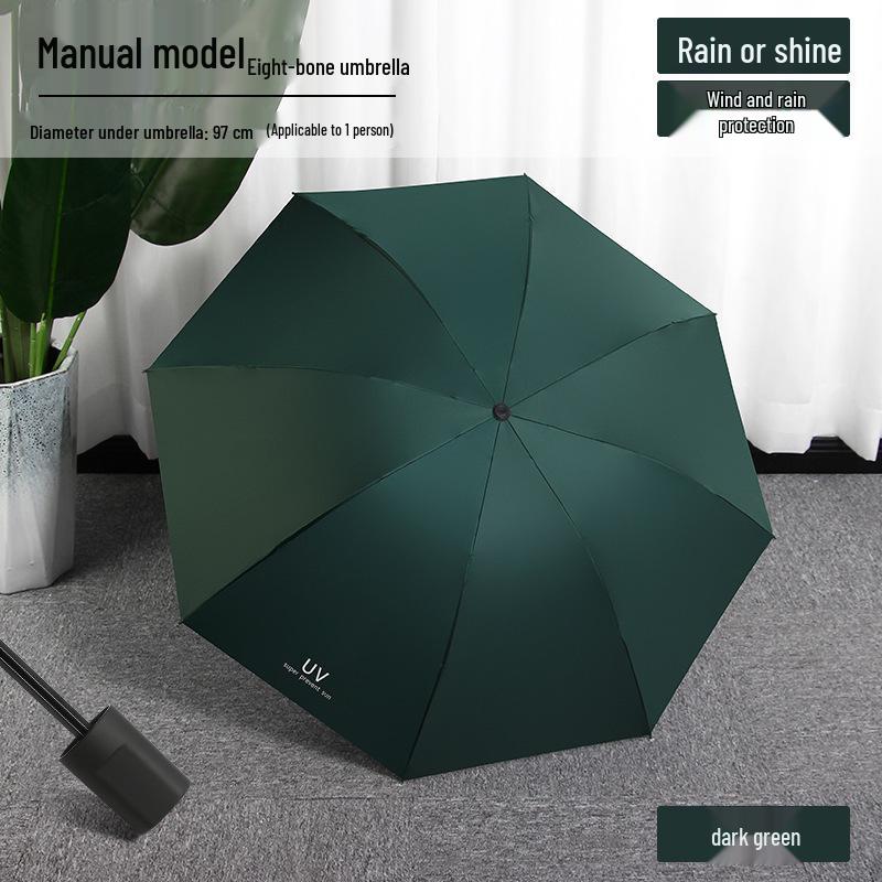 UV Protection Automatic Three-Fold Black Umbrella with Custom Logo for Men and Women