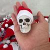 Hanging Skull Santa Hat Halloween Ornaments Gothic Xmas Tree Hanging Skeleton Decor Plastic Small Skull Head Decoration for Party Supplies