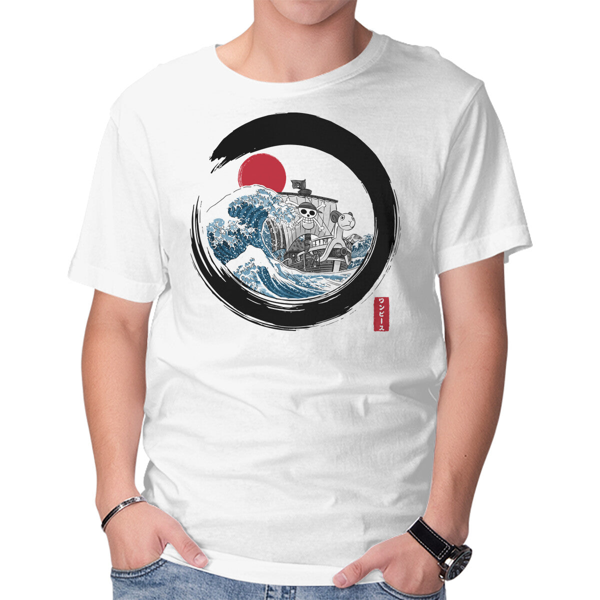 Unisex Crew Neck T-Shirt Enso Going Merry Graphic Short Sleeve Casual Tee L