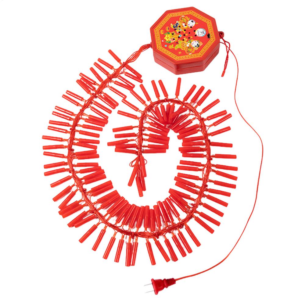 92LED 1.1m LED Electronic Firecracker Lamp AC220V with Sound Firecracker Ornament for Home New Year Chinese Decor