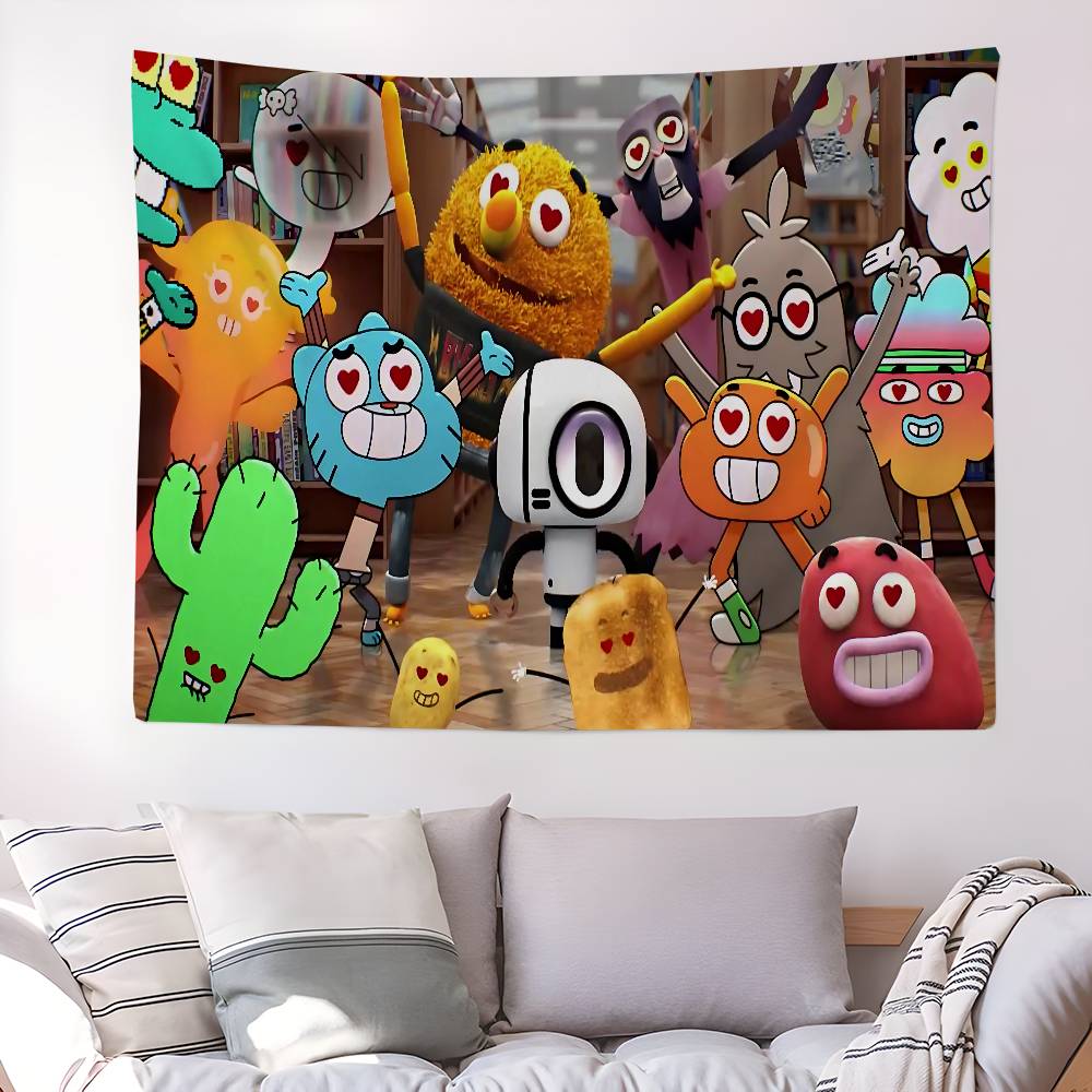 The Amazing Funny Wworld Of Gumball Colorful Tapestry Wall Hanging Hanging Tarot Hippie Wall Rugs Dorm Wall Art Decor