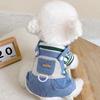 Pet clothes can lead dogs Classic striped denim overalls Autumn and winter models dog costume