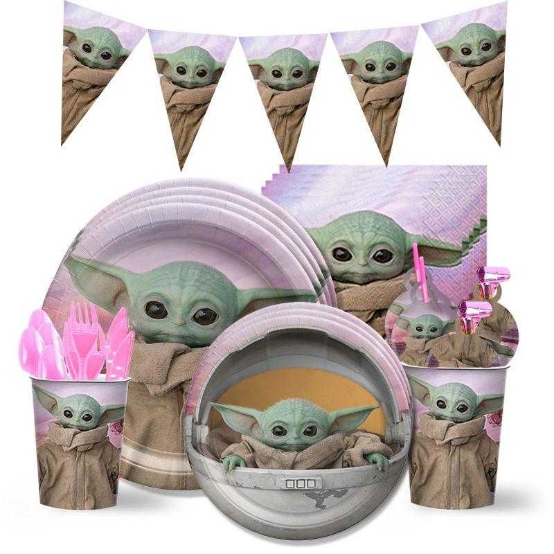Decoración Suministro Fiesta Cumpleaños Tema Yoda Niños Con Platos Vasos Pancarta Globos**