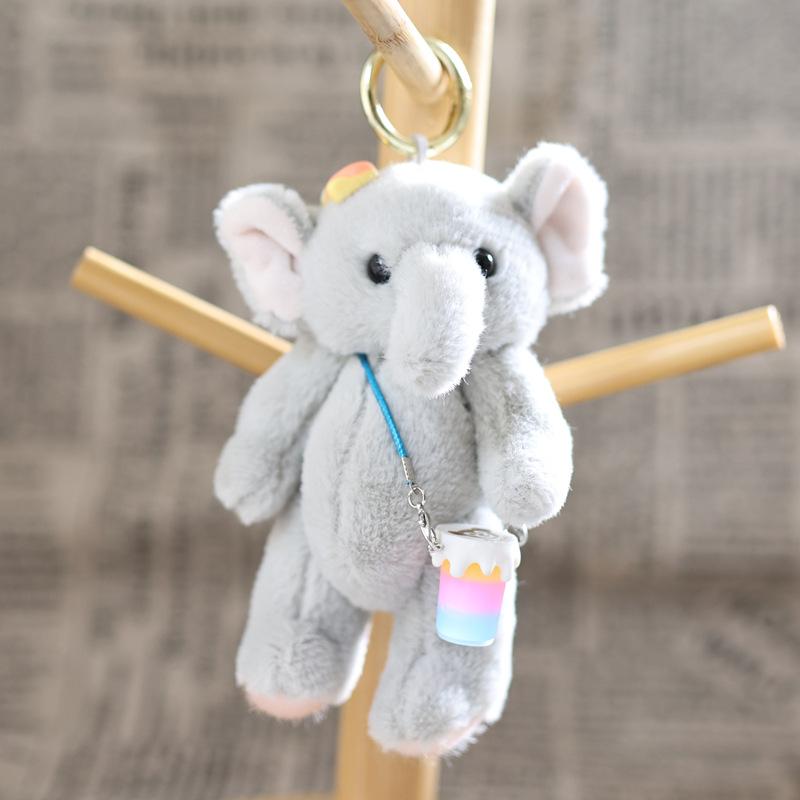 1Pcs Cute Soft Plush Elephant Doll With Joint And Hand And Foot Movement Charm Keychain Toy Bag Pendant Home Decor Gift