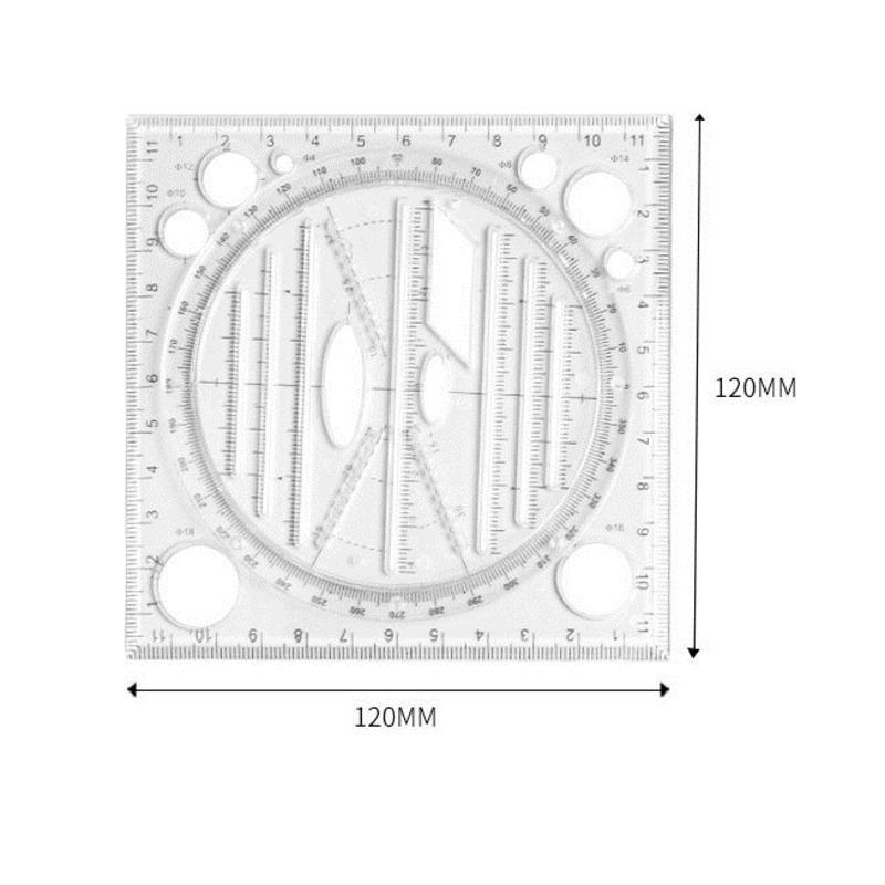 1 bucată Papetarie rotundă multifuncțională Desen activ rotativ raportor riglă Cerc
