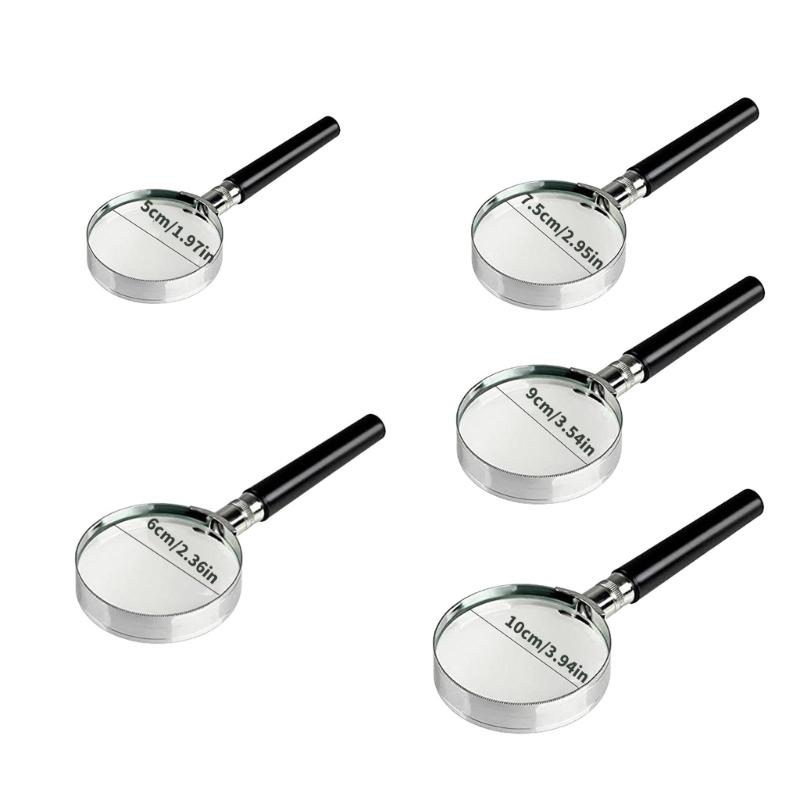 Handheld Magnifier With Glass Lens Multiple Size From 50mm To 100mm For Detailed Work Collection Analysis