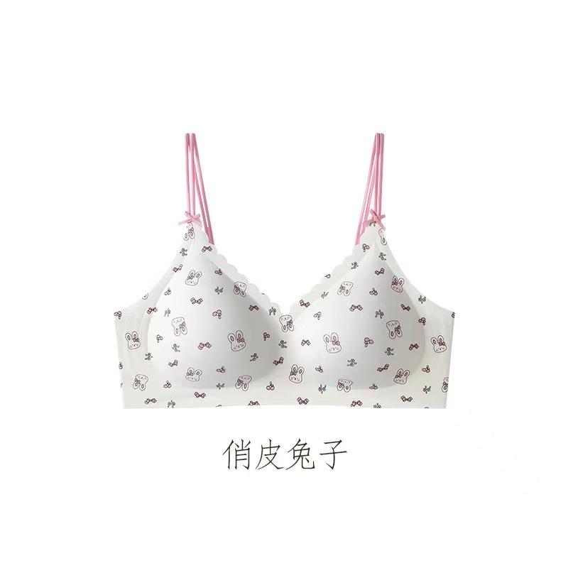 

Sweet floral wavy edge no steel ring less spring and summer new collection comfortable upper support side close bra XL=38/85ABC