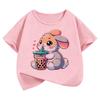 Cute Rabbit Graphic Kids Tshirts Summer Short Sleeve Tees Cartoon Animal Boys Girls Clothes Kawaii Tops Y2K Children T-shirt