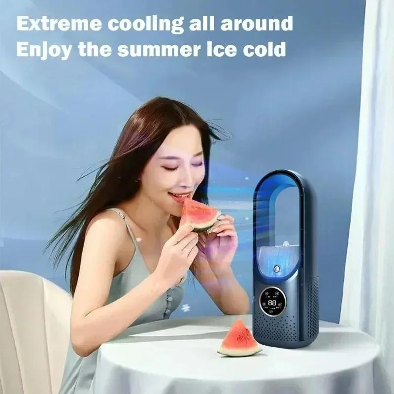 Summer Fan Usb Plug-In Bladeless Fan Portable Air Conditioner With 6 Speed Adjustment Timing Spray Cooling Fans For Home Amagi