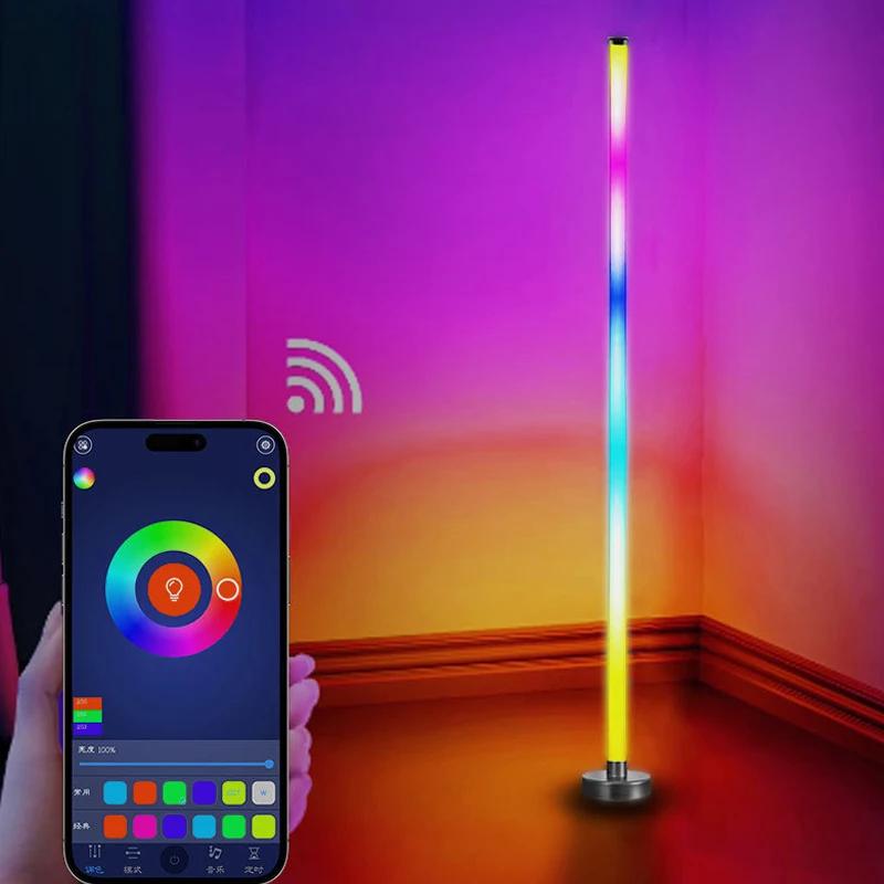 122cm Intelligente Eck-Stehlampe Dimmbar APP-Steuerung RGB LED Modernes Stimmungslicht Stehleuchten für Schlafzimmer Gaming Wohnzimmer