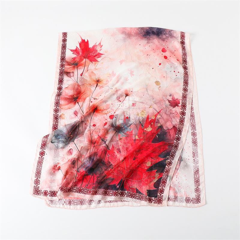Silk scarf print cut scarf floral premium headscarf travel shawl butterfly sun protection women spring and summer long scarf