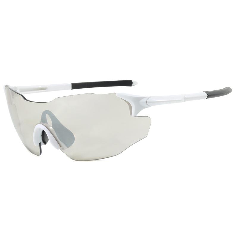 White Frame Photosensitive Color Changing Cycling Glasses Day & Night Universal Outdoor Bicycle Hiking Goggles UV Protection Men & Women Leisure