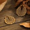 Vintage Hollow Out Flower Hoop Earrings for Women Niche Design Ethnic Fashion Earring Party Jewelry Gifts