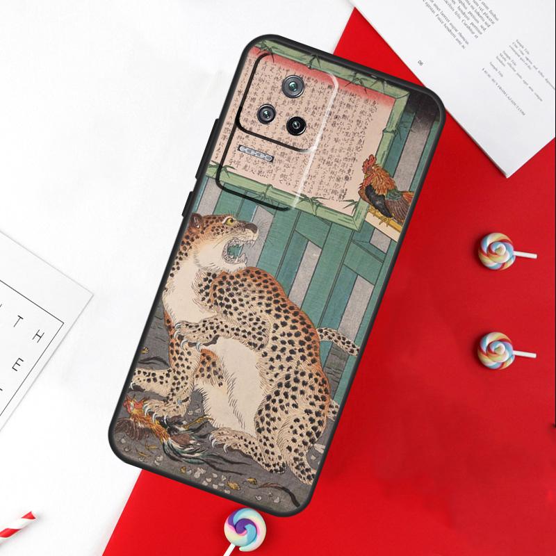 Japanese ukiyo-e Art Panther Tiger Cover For Xiaomi 14 Ultra 15 13 11T 12T 13T 14T Pro POCO X7 Pro X3 X5 X6 M6 F5 F6 Pro Case