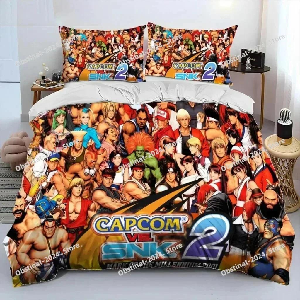 Game King Of Fighters Retro Bedding Set Printed single Comforter Quilt Bed Duvet Cover Pillow Case 3 Pieces Sets Kids Adult Size