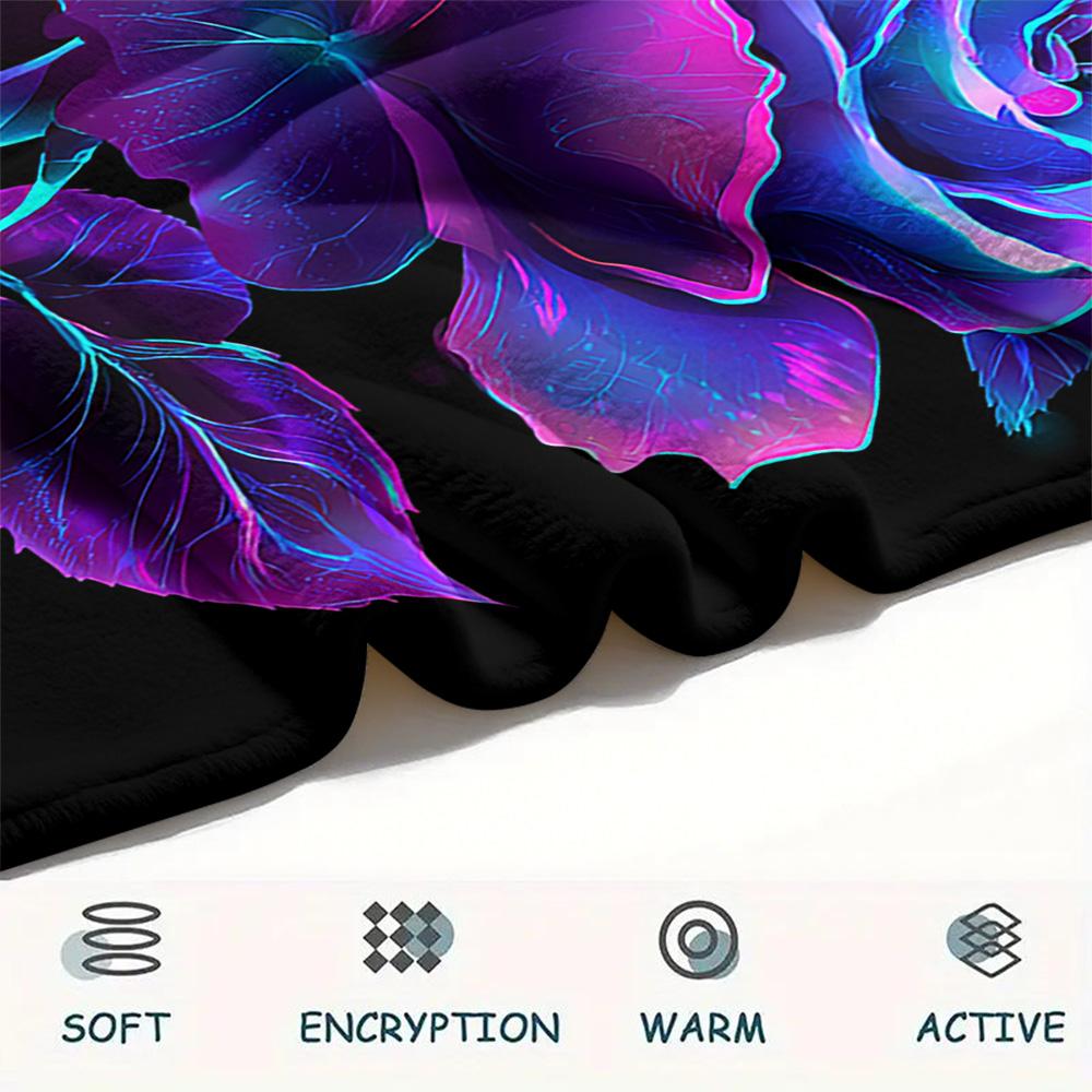 Rose Print Flannel Blanket, High Quality Comfortable for All Seasons, Home Decor, Warmth and Comfort, Perfect for Christmas Gifts