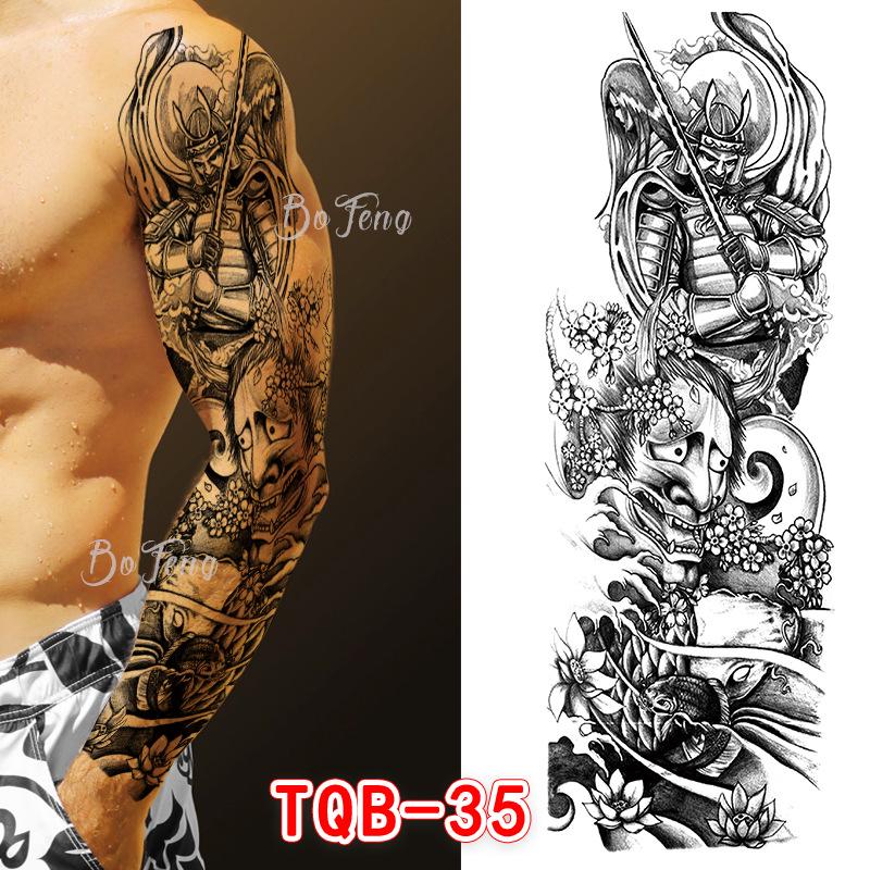 Waterproof Full Arm Floral Tattoo Stickers - Cross-Border Design for Europe & America