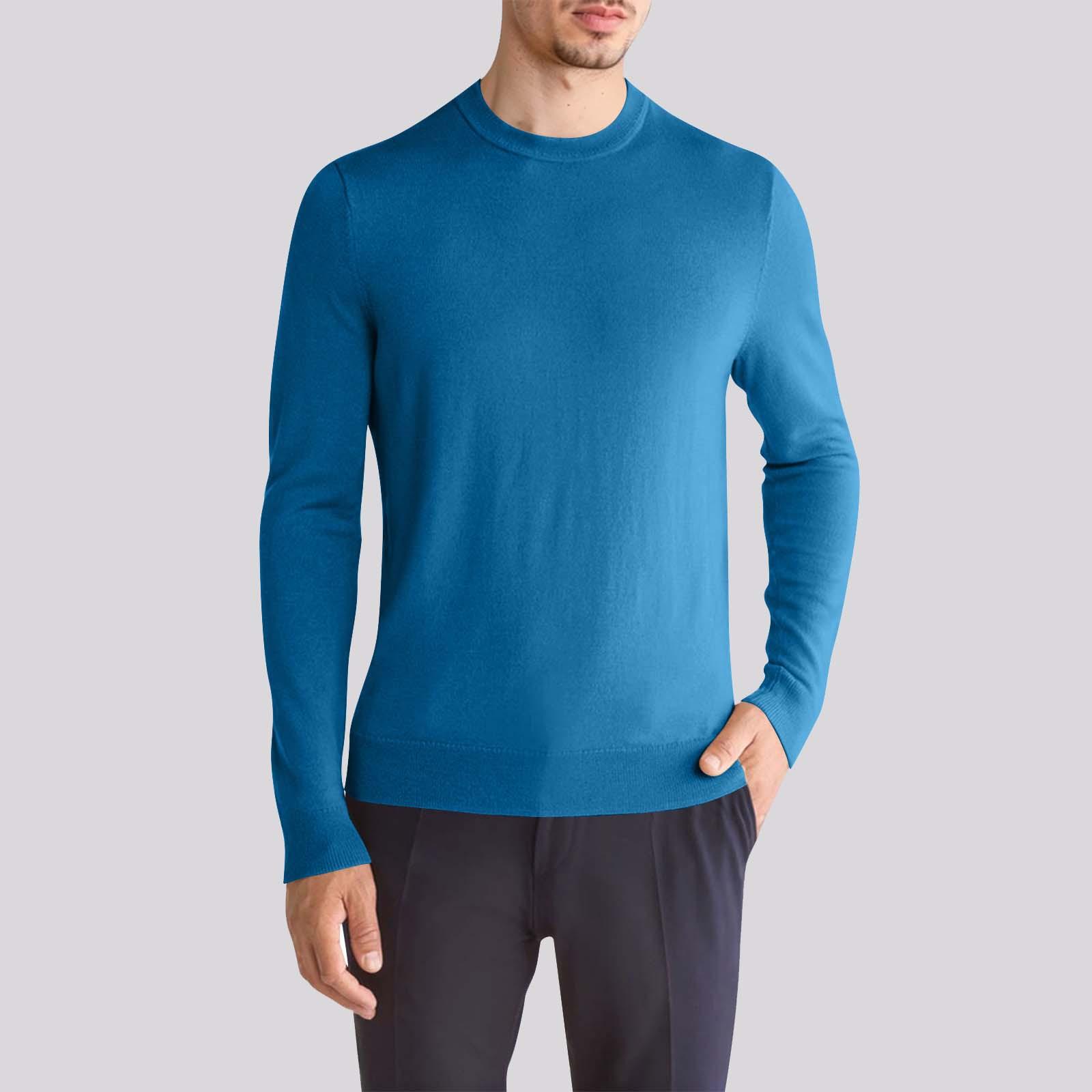 

Шерстяной топ с длинным рукавом, повседневный свитер с круглым вырезом, свободный воротник, шерстяной топ XXXL синий