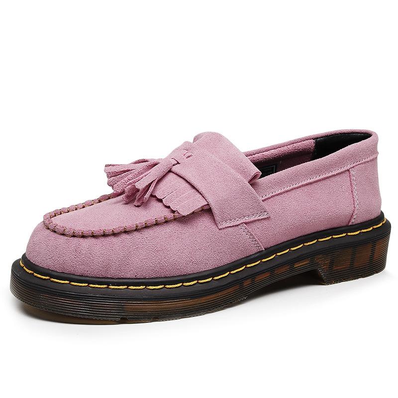 Tassel women's genuine leather suede leather small leather shoes men's fashion student round head casual shoes