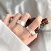 Korean Style Retro Tin Foil Adjustable Ring - Embossed & Trendy Design