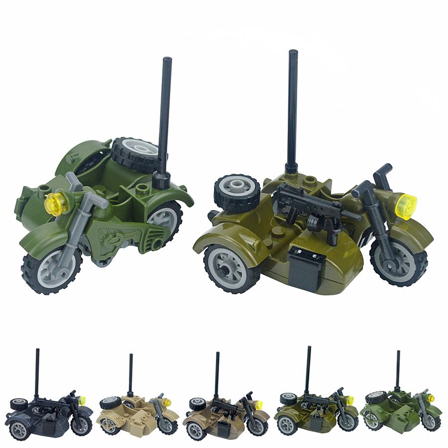 Bai Fen Bai Toys Unisex Moc Set German Military Motorcycle Bricks Vehicle Model Figures Accessories Soldiers Ww2 Transportation Swat Toys Building Block