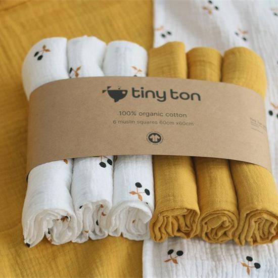 

Качественный натуральный хлопковый пеленальный одеяло с кисточками для новорожденных - Двухслойное, дышащее, в японском стиле, для зимы. 60x60 cm светло-желтого