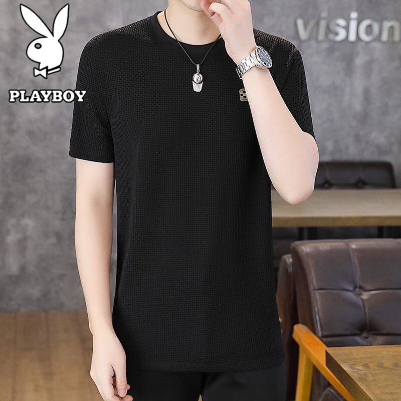 PLAYBOY Men's Ice Silk Quick-Dry Round Neck T-Shirt