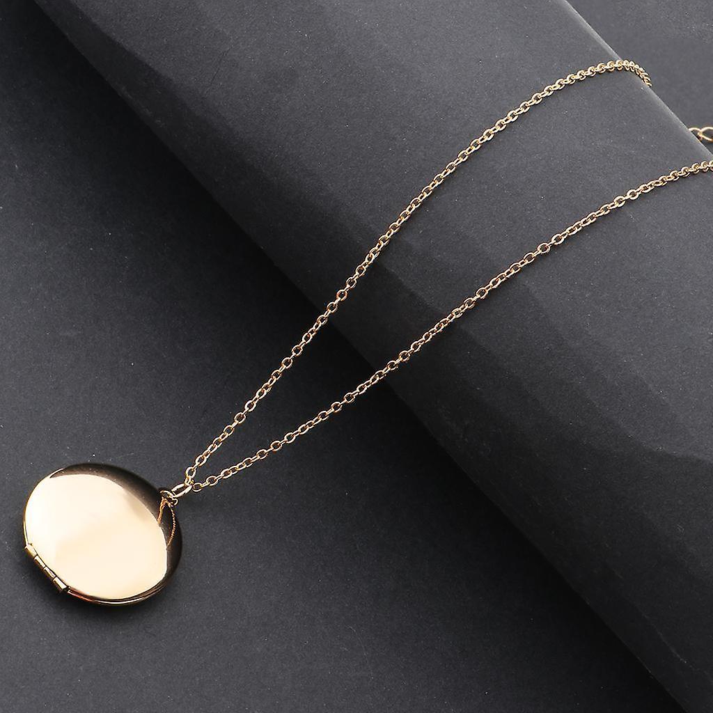 Round Shape Photo Frame Locket Memorial Men Women Necklace Silver