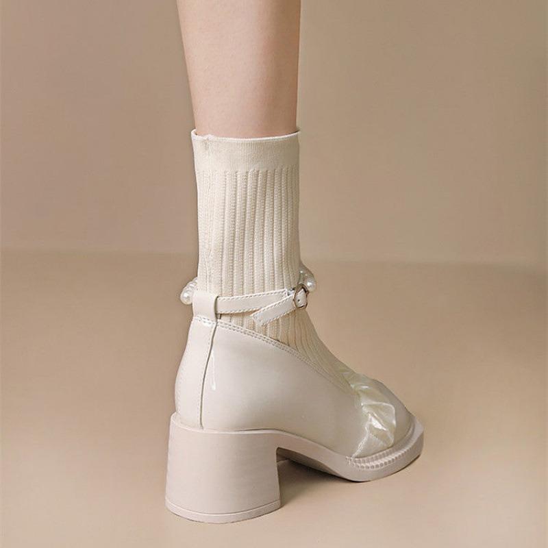 2024 New Sweet Butterfly Knot Mary Jane Girl Shoes Autumn Winter Platform Breathable Knitted Women's Sock Boots