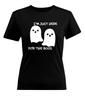 Ghost I'm Just Here For The Boos Women Juniors T-Shirt Funny Fun Halloween Tee