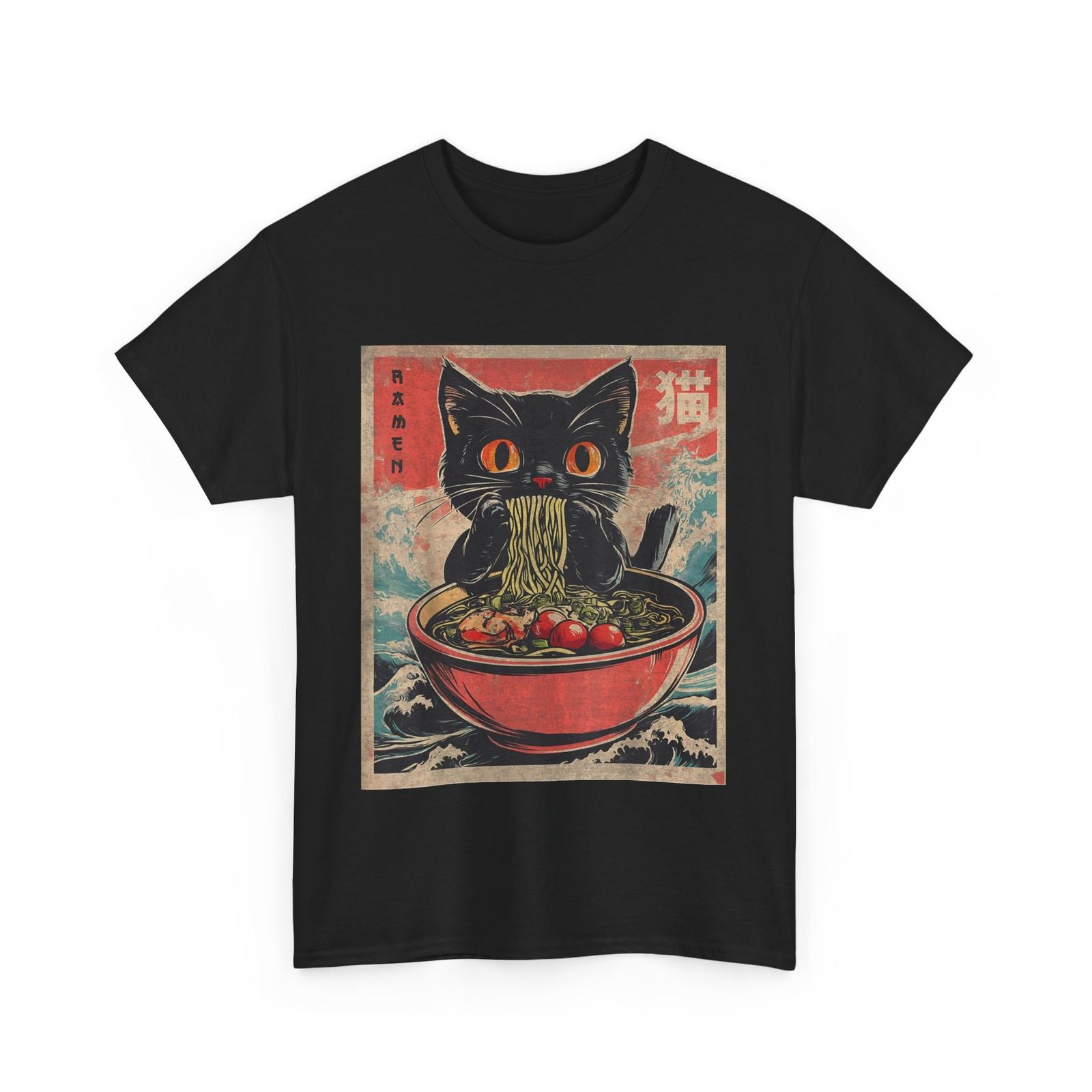 Cat Ramen Japanese Funny Graphic Tees Kawaii Cat Anime Gifts T-shirt XXXL