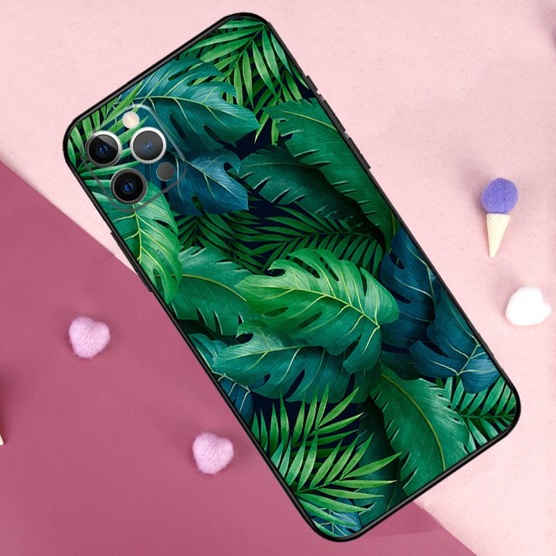 Tropical Leaf Pattern Phone Case For iPhone 17 Pro Max 11 14 15 16 Pro Max Plus 12 13 Mini 17 Air 16e Back Cover