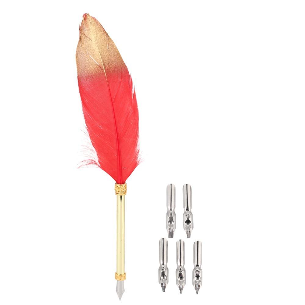 24cm/9.4in Calligraphic Pen Set Blue Dip Pen Set Replacement Feather Pen Kit Calligraphy Practice