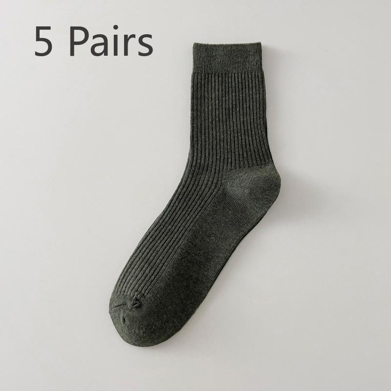 

5 пар мужских классических спортивных носков для отдыха и бизнеса, однотонных, хлопковых, для осени и зимы 5 Pairs зелёный