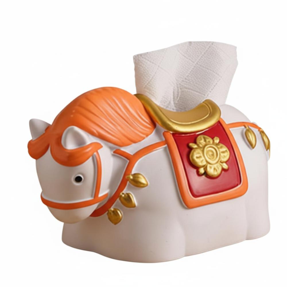 

Figure Model Horse Tissue Storage Box Doll Toy Zodiac Horse Model Toy Birthday Gift білий