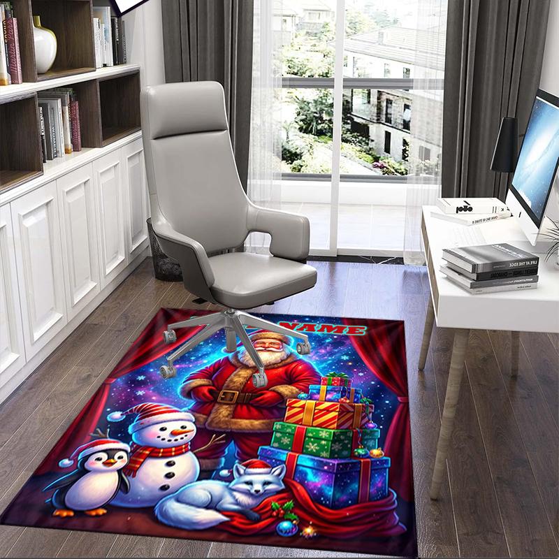 1PC Custom Name Christmas Magic Scene Theme Floor Mat Ideal for Living Room, Game Rooms, Office, Bedroom,Floor Mat Playful Design